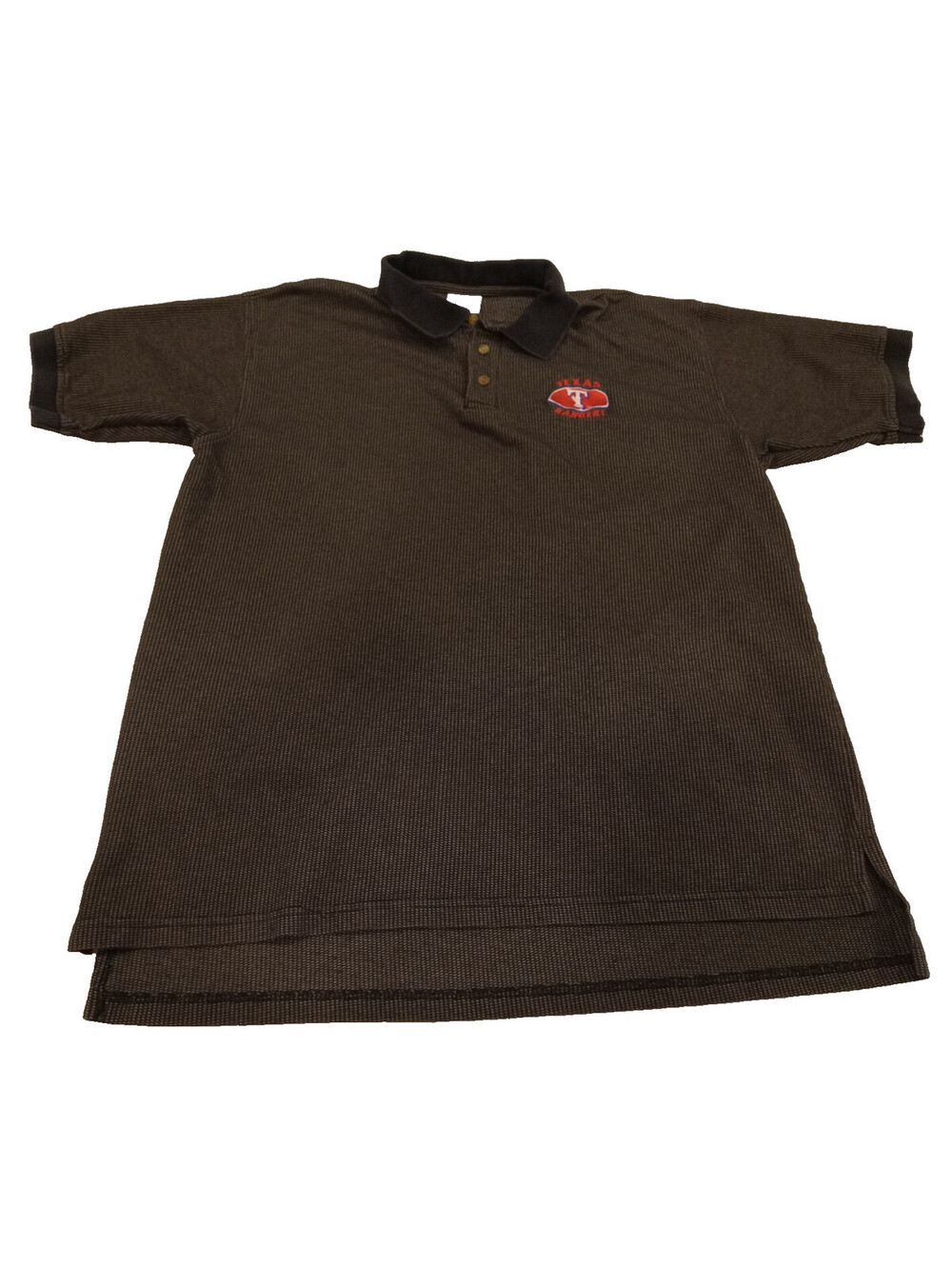 Vintage Texas Rangers Polo Shirt Mens XL Black Patterned Embroidered Logo MLB